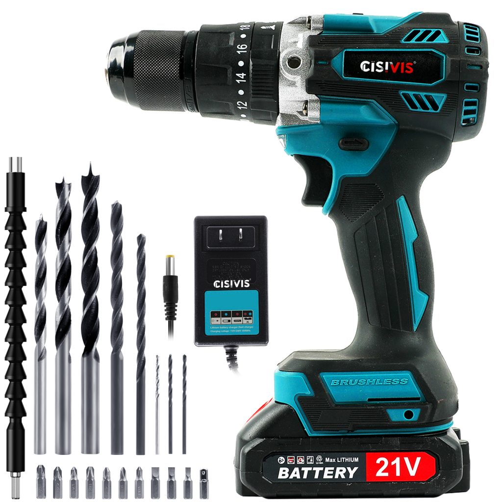 0-2000rpm-3500rpm Cordless Brushless Impact Drill 128Nm