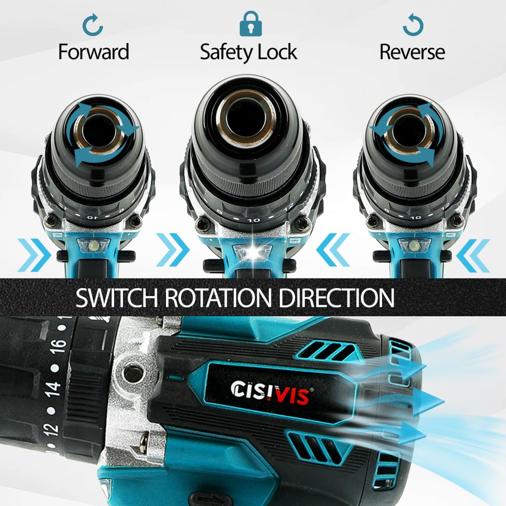 0-2000rpm-3500rpm Cordless Brushless Impact Drill 128Nm
