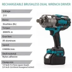 2000Nm 21V Brushless Cordless Impact Wrench Kit