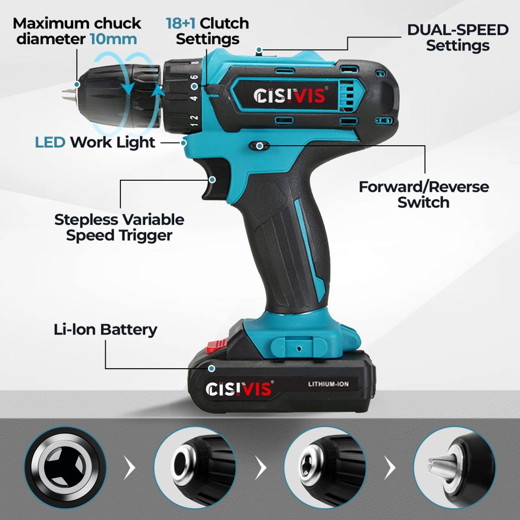21V Brushed Cordless Impact Drill 30Nm