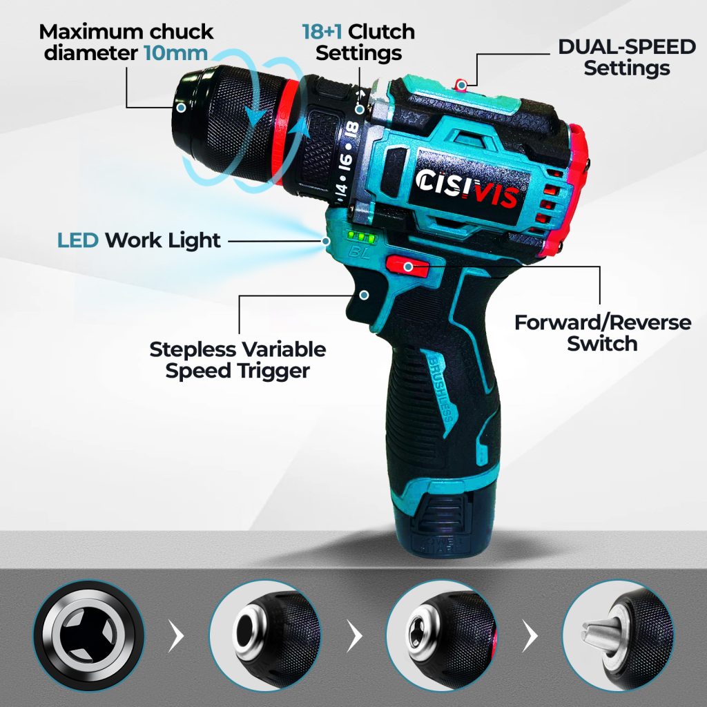 Brushless NIF Cordless Drill 16.8V 45Nm