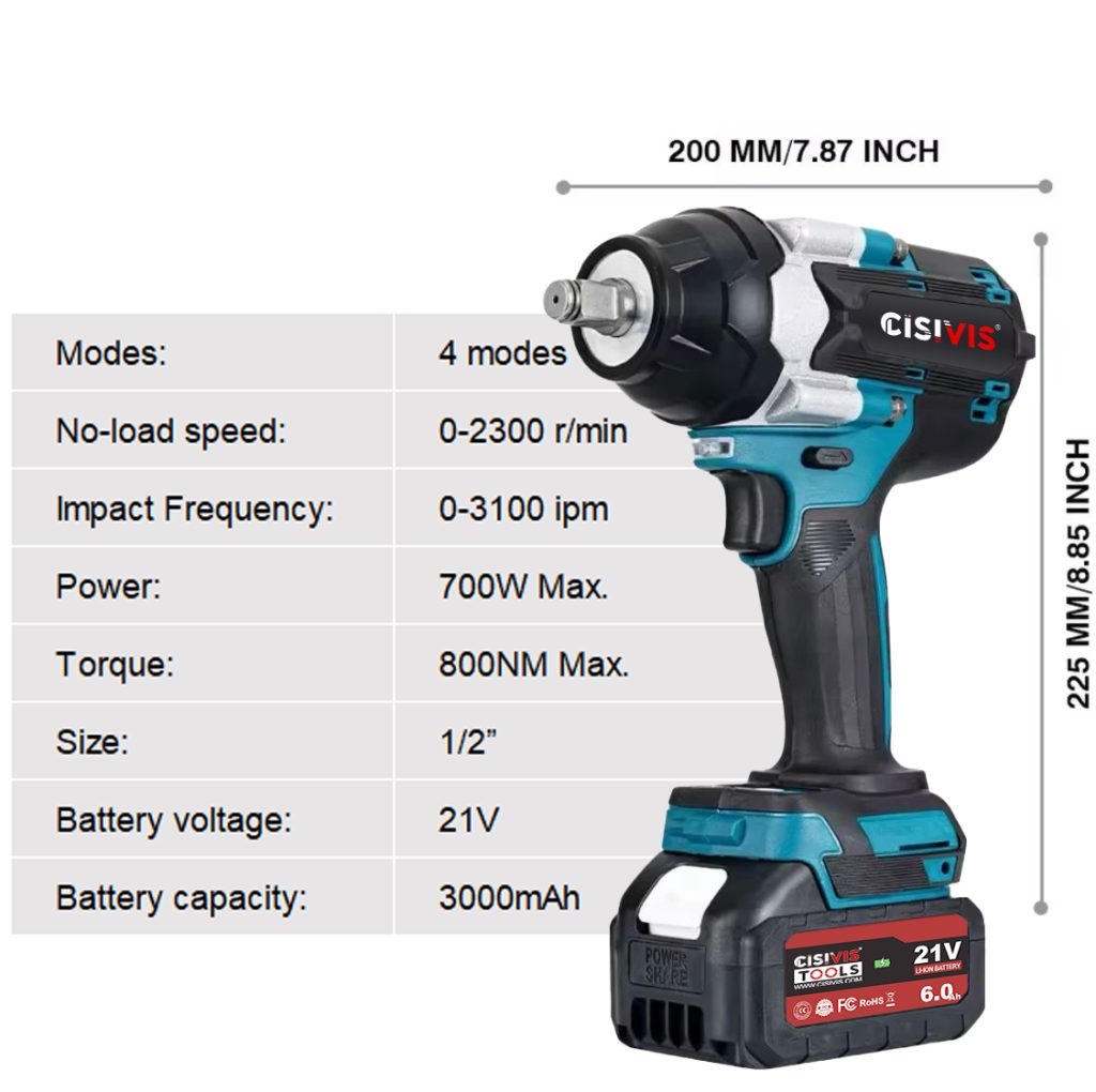 CISIVIS 700Nm 21V Brushless Cordless Impact Wrench Kit