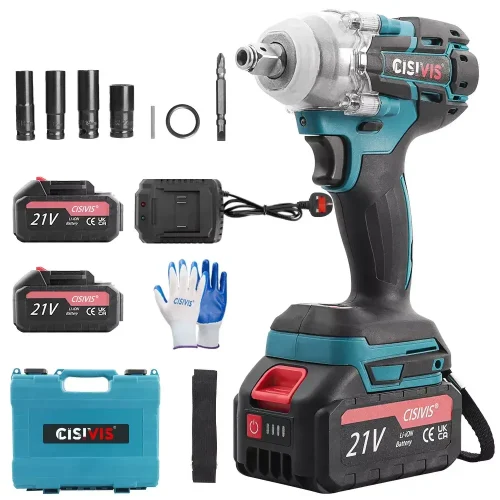 Cordless Impact Wrench Kit 21V 300N·M Brushless 1/2”Blue