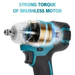 Cordless Impact Wrench Kit 21V 300N·M Brushless 1/2”Blue