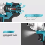 Cordless Impact Wrench Kit 21V 300N·M Brushless 1/2”Blue