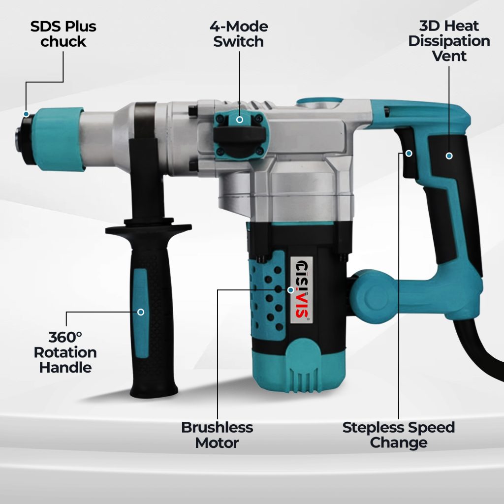 2200W Corded Light-Duty Electric Rotary Hammer