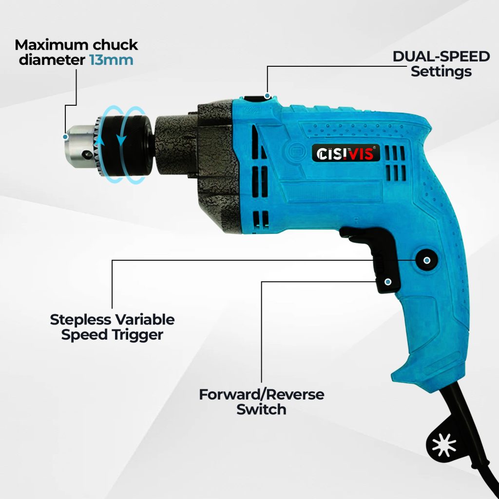 550W 13mm Corded Electric Impact Drills Kit