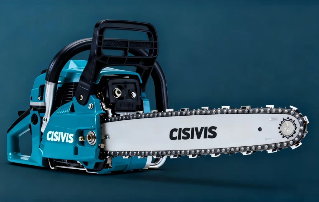 A CISIVIS chainsaw, showcasing its design and branding.