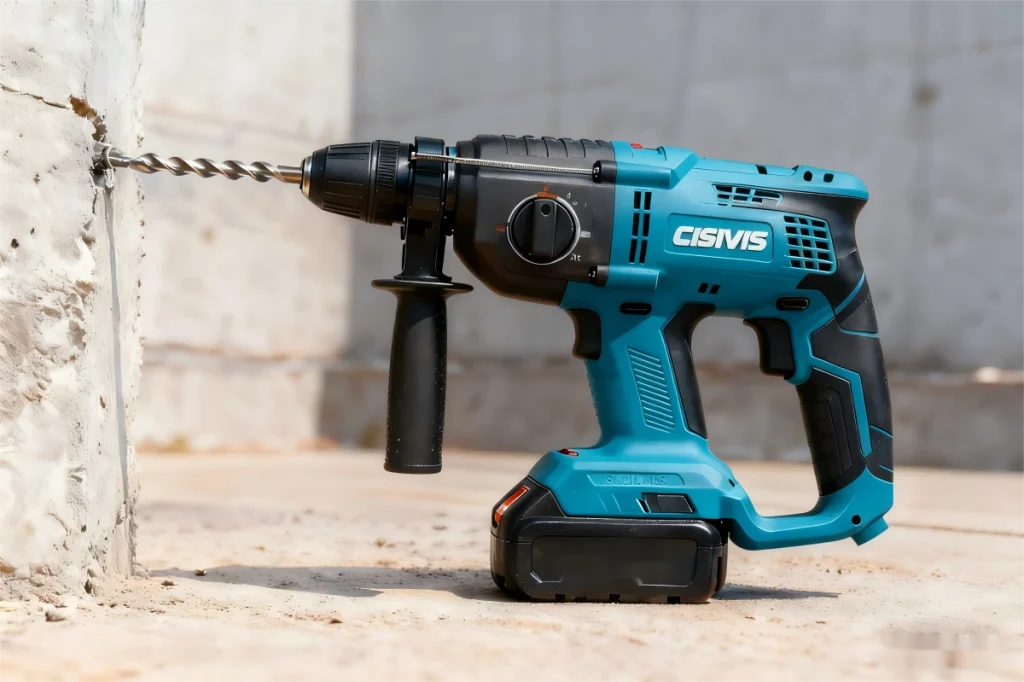 CISIVIS Cordless Impact Drill drilling into a concrete wall.