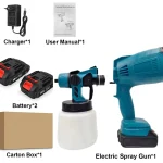 Cordless Heat Gun 21V, Digital Display, 0–500°C, 200 L/min (2 Batteries & Charger)