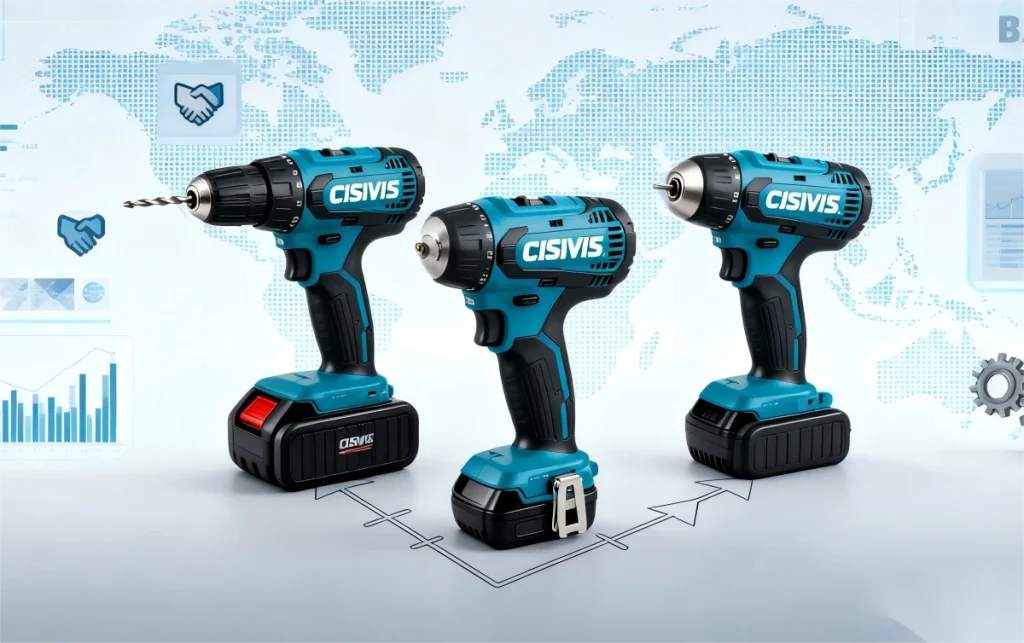 CISIVIS drills displayed with world map and B2B (business-to-business) imagery.